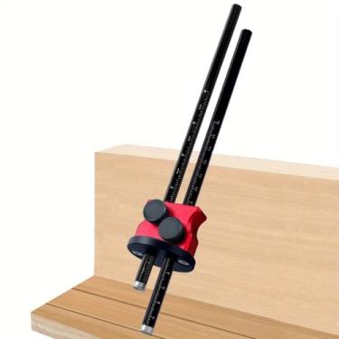 Imagem de CCIEAO Marcador de madeira com roda de cabeça dupla, ferramenta de desenho de linha paralela de liga de alumínio com escala de polegadas e mm, ferramenta de escriba de barra de metal sólido para