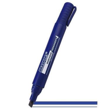 Imagem de 12 Un Caneta Marcador Permanente Ponta Grossa Azul Brasfort