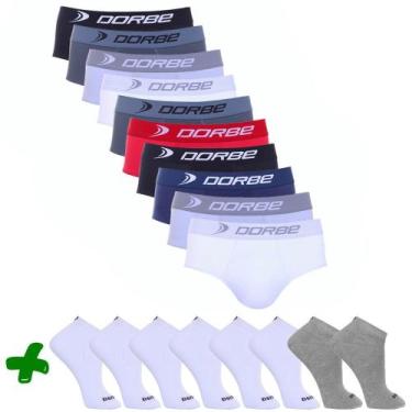 Imagem de Kit 10 Slip Algodão + 8 Pares Meia Sport Dorbe, M