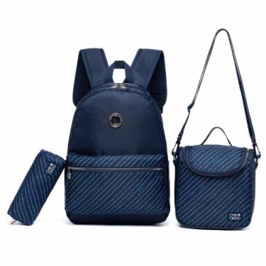 Imagem de Kit Mochila Escolar Onbongo Lancheira Térmica Estojo Reforçada, U, AZU