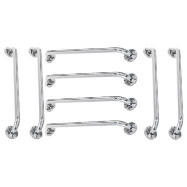 Imagem de Alça Apoio 60cm Barra Inox Kit 8 Unidades Banheiro Idoso Acessibilidad