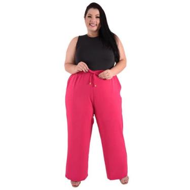 Imagem de Calça Plus Size Estilo Pantalona Feminina Cintura Alta Dunas Tendencia