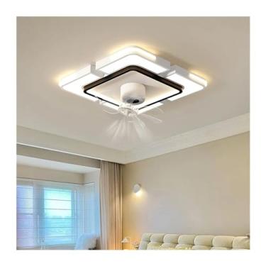 Imagem de Luzes de teto Lâmpadas de teto modernas Ventilador de teto dobrável para quarto Ventilador de teto com luz LED e controle Lâmpada de teto compatível com iluminação de sala de estar,Luzes de