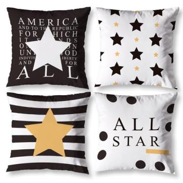 Imagem de Kit 4 Capas de Almofadas Cheias Estampa  STAR - 40cm X 40cm Estampada 