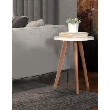 Imagem de Mesa Lateral Luxo Redonda Tabriz Madeira 44cm Moveis Colomi