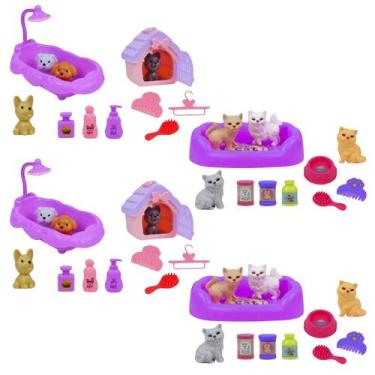Imagem de kit 4 brinquedos infantil para menina miniatura animais e acessorios n