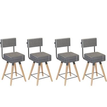 Imagem de Kit 4 Cadeiras Banqueta Barcelona Suede Cardan Gourmet Cozinha Pés Mad