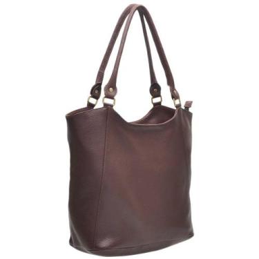 Imagem de Bolsa de Ombro Feminina de couro Forrada B-2 chocolate - CLACLE