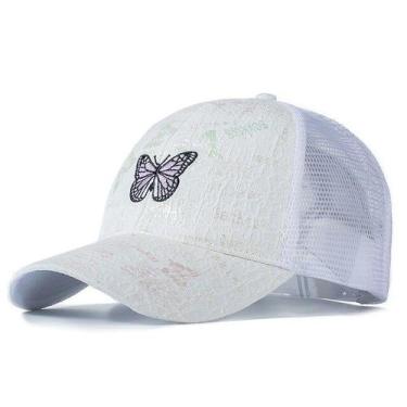 Imagem de Boné Feminino Estilo Caminhoneiro, Bordado Borboleta - ElaShopp