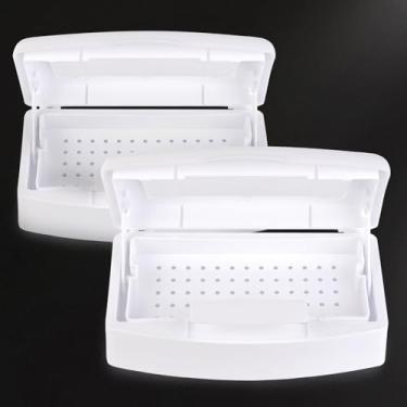 Imagem de KADS 2 peças de esterilizadores de ferramentas para unhas, bandeja de esterilização de plástico, organizador de armazenamento para unhas, pinças, salão de beleza, spa e cortador de manicure -