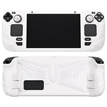 Imagem de PlayVital Capa protetora da série Armor para Steam Deck, capa de silicone para Steam Deck com botão traseiro aprimorado projetado e punhos de polegar - branco