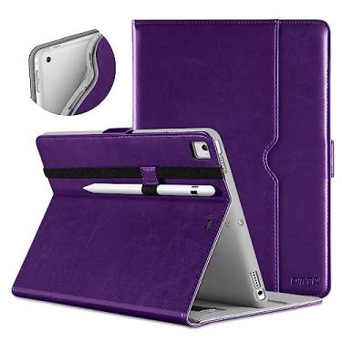 Imagem de DTTO Nova capa para iPad 9,7 polegadas 5ª/6ª geração 2018/2017 com suporte para Apple Pencil, capa fólio de couro premium para Apple iPad 9,7 polegadas, também serve para iPad Pro 9,7/Air 2/Air - roxo escuro