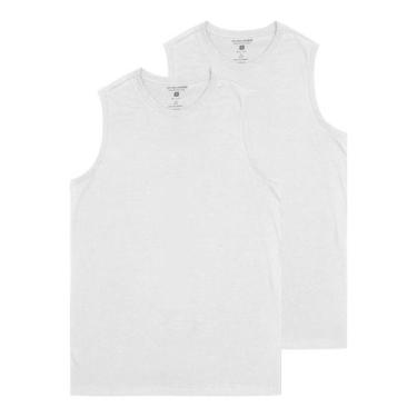Imagem de Kit com 2 Camisetas Masculina Regata Malwee 1000004421, Branco, G