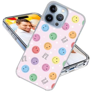 Imagem de ARTIOSIT Capa para iPhone 15 Pro para meninas mulheres homens, à prova de choque, fina, fina, macia, TPU transparente, capa protetora para iPhone 15 Pro 6.1, desenho animado fofo rosto sorriso feliz