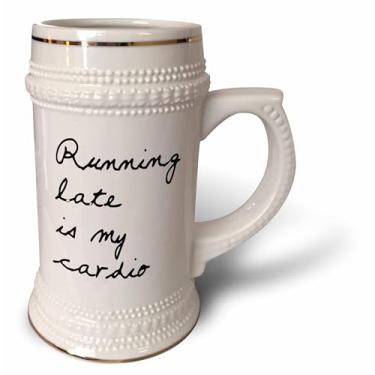 Imagem de 3dRose RUNNING LATE IS MY CARDIO - Caneca Stein, 530 ml, 650 ml, branca