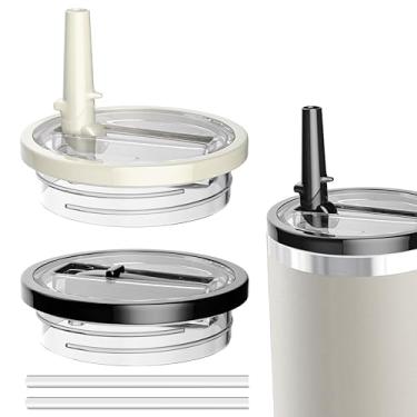 Imagem de Miavers Pacote com 2 tampas de 1,134 g para copo Stanley Quencher, tampa de copo à prova de vazamento e resistente a derramamentos, conveniente capa de copo aplicável ao copo Stanley de 1,134 g (bege