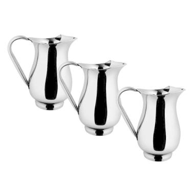 Imagem de Kit 3 Jarras De Suco Inox Aço Com Separador De Gelo Em Casa Tem água 2 Litros