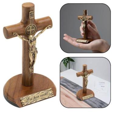 Imagem de Crucifixo De Parede E Mesa Cilíndrico Foi Por Você 12 Cm - FORNECEDOR 