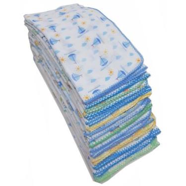 Imagem de 30 Fraldas De Pano Luxo Estampada 100% Algodão - Com Croche - Dugu, Ma
