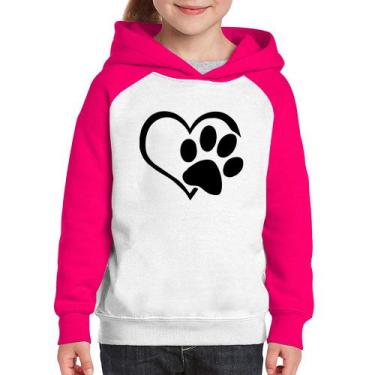 Imagem de Moletom Infantil Coração Patinha - Foca na Moda, Branco, Rosa, 8