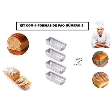 Imagem de Kit Com 4 Forma De Pão Grande Número 3 Forma Profissional Alumínio Cer