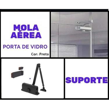 Imagem de Kit Mola Hidráulica Aérea Com suporte para Fechar Porta de Vidro Blind