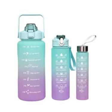 Imagem de Kit 3 Garrafas Coloridas Motivacionais 2L 900ML e 500ML