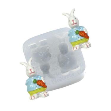 Imagem de Molde De Silicone 026 - Dupla De Coelhos De Pijama - Páscoa - Flexarte