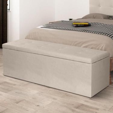 Imagem de Calçadeira Baú Casal Queen 1,60m Berlim Suede Bege Dal Poz Estofados