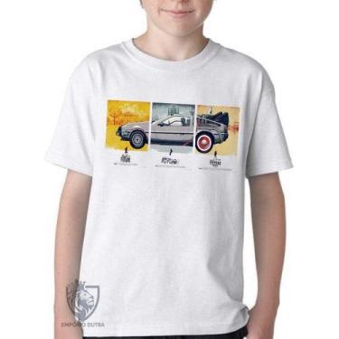Imagem de Camiseta Infantil ou adulto De volta para o futuro DeLorean em quadros