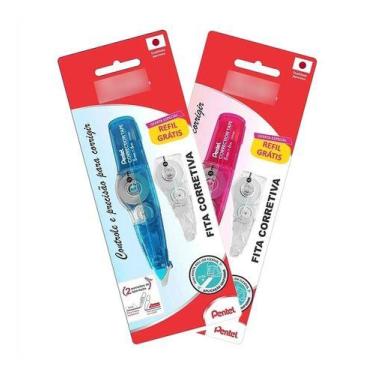 Imagem de Fita Corretiva Pentel Correction Retratil 5x6mm + Refil, Azul