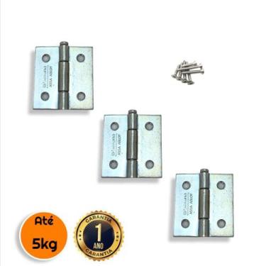Imagem de Dobradiça Porta Armário Madeira Zincado 5kg + Parafusos Silvana - Silv