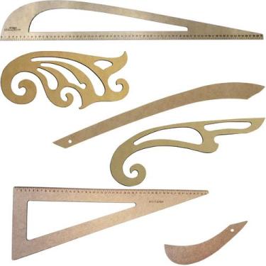 Imagem de Jogo Réguas Corte Costura Francesa Decotes Alfaiate - 06 Pçs - LAPIDAR