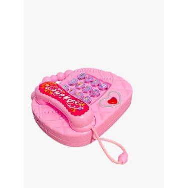 Imagem de Brinquedos Telefone infantil Musical Rosa com Som e Luz Mini Bolsa - t