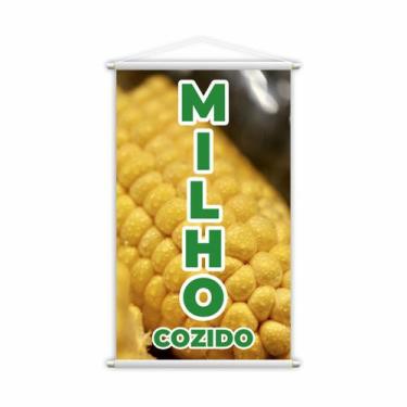 Imagem de Banner Milho Cozido Verde Amarelo Espiga Lona 60x40cm - PlimShop