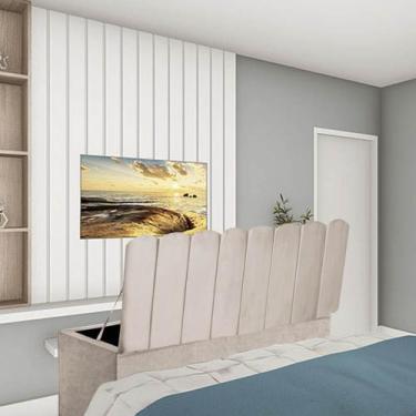 Imagem de Calçadeira Baú Recamier Solteiro 90CM Alanis Suede Bege - D A DECOR - 