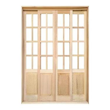 Imagem de Porta Balcão de Correr de Madeira Itaúba Meia Almofada Reto Batentes d