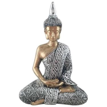 Imagem de Estatueta Buda Hindu Médio Prateado Com Dourado - Hp Decor
