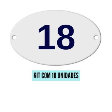Imagem de Kit Com 10 Números Oval PVC  Numerador 1 ao 20 - Danti, Número 18 - 10
