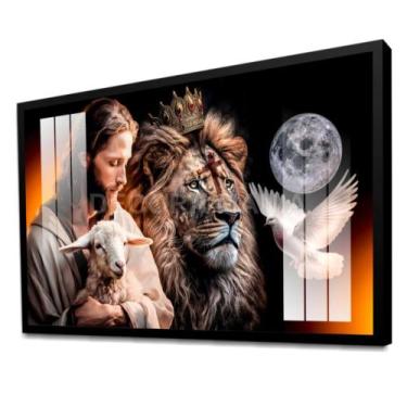 Imagem de Quadro Decorativo Moderno Luxo Jesus Cristo, Espírito Santo e Mejestos
