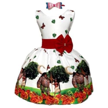 Imagem de Vestido Temático Moana Branco - PEQUENOS ENCANTOS BABY, Vermelho, G  6
