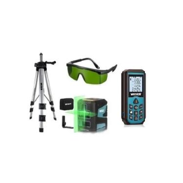 Imagem de Nivel Laser Giratório 360 + Tripé + Trena A Laser Wesco