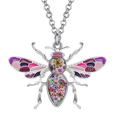 Imagem de DALANE Colar de liga de esmalte com desenho de abelha de mel, pingente, joias de insetos, presentes para mulheres, pingentes, 36mm x 56mm, Zinco, Sem Pedra Preciosa