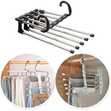 Imagem de Cabide Retrátil de Inox Organizador para Calças Otimiza Espaço - TOP R