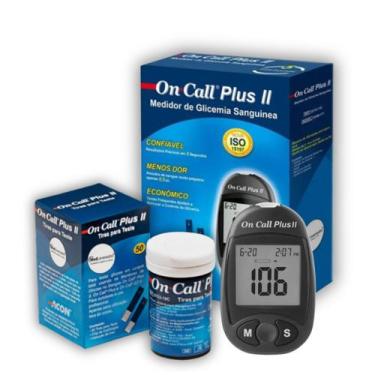 Imagem de Kit Medidor de Glicose On Call Plus II com 50 Tiras Reagentes - MEDLEV