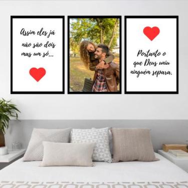 Imagem de Kit Plaquinhas com Sua Foto Personalizada 20x30cm O que Deus uniu - mb