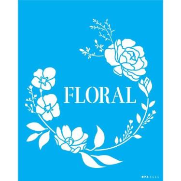 Imagem de Stencil Opa 20 x 25 cm - Palavras Floral e Flores - 3444 - Opa Criando