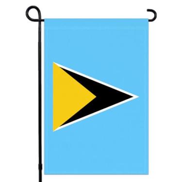 Imagem de Bandeira de jardim de Santa Lúcia, 30 x 45 cm, dupla face, 3 camadas, bandeiras de Santa Lúcia com cores vivas para decoração de gramado de desfile de pátio externo, bandeiras da nação para decoração