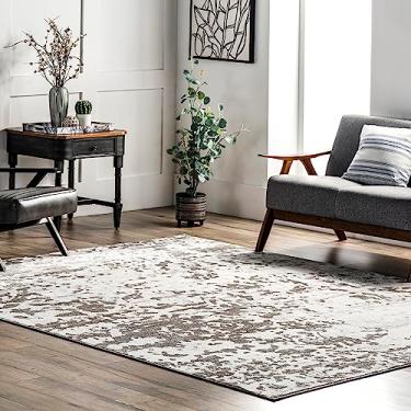 Imagem de nuLOOM Meaghan Tapete de área abstrata contemporâneo, 9,5 x 1,5 m, cinza