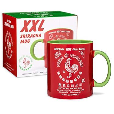 Imagem de Sriracha2Go - Caneca de cerâmica vermelha e verde com molho picante Sriracha Chili, 2GG, 1000 ml